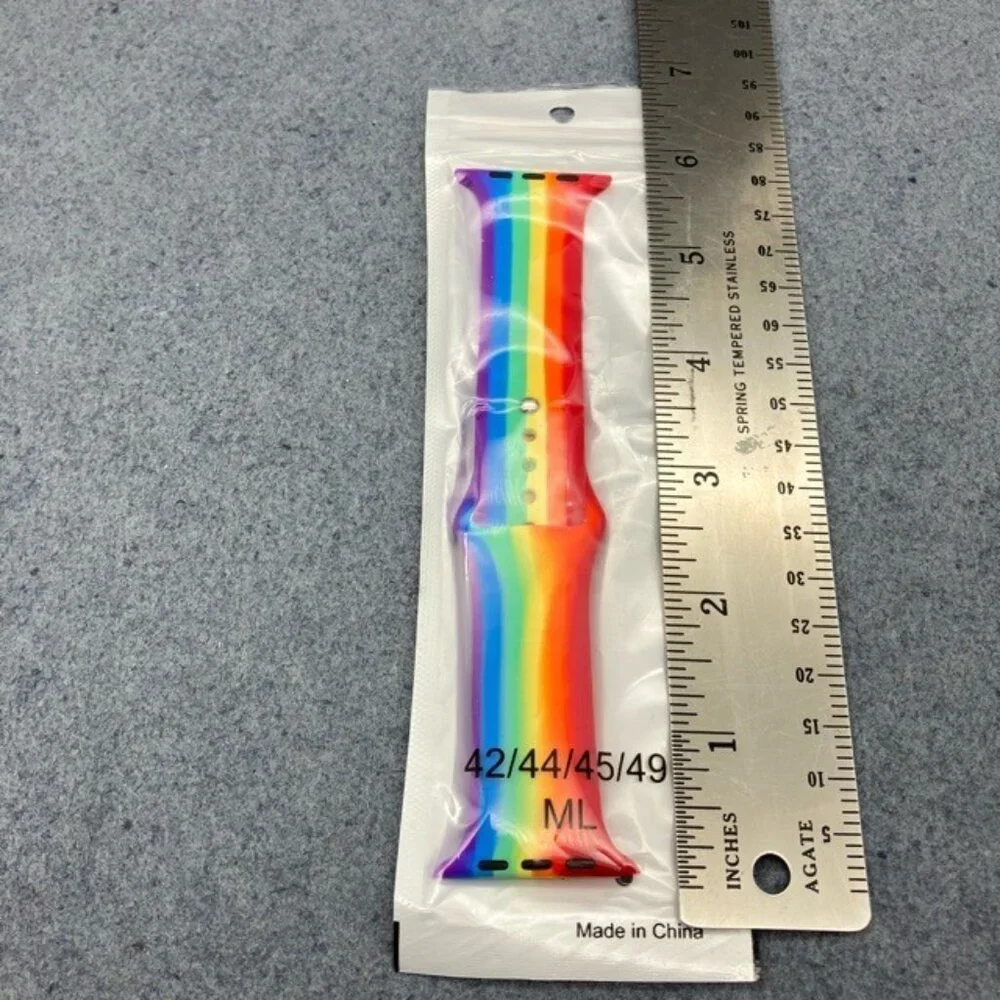 New Silicone Watch Band 42/44/45/46/49mm ML Rainbow Replacement Strap Unisex